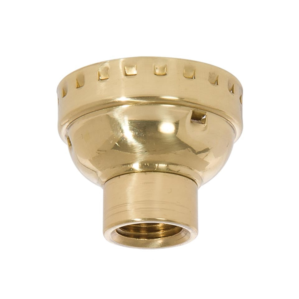 Polished & Lacquered Solid Brass E-26 Socket Cap, No Set Screw, 1/4 IP