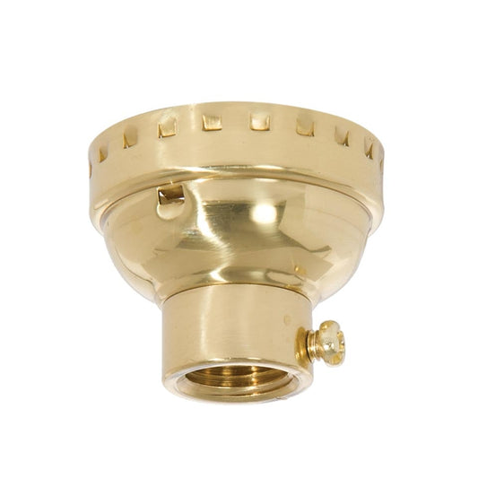 Polished & Lacquered Finish Brass E-26 Socket Cap with Set Screw, 1/4 IP