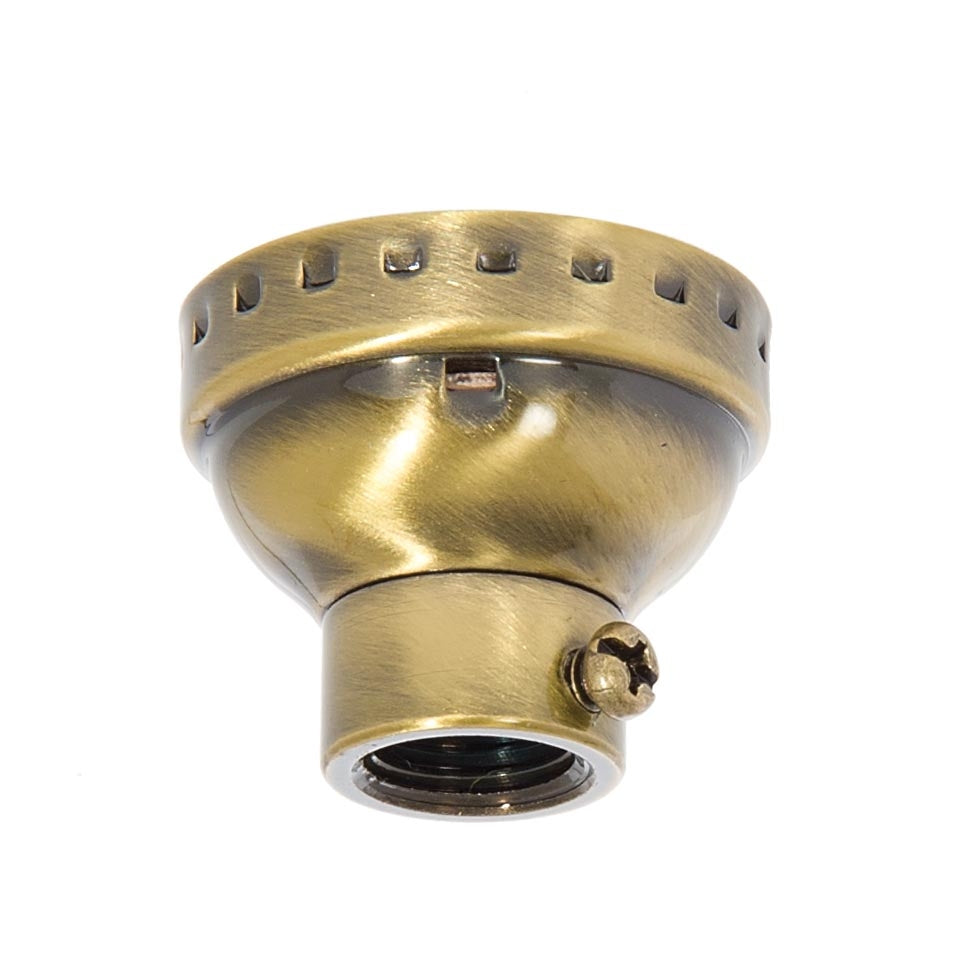 Antique Brass Finish Brass E-26 Socket Cap With Set Screw, 1/4 IP