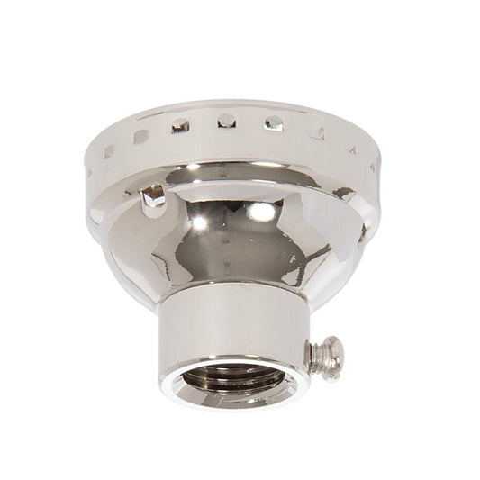 Nickel Plated Brass Medium Lamp Socket Cap With Set Screw, 1/4 IP