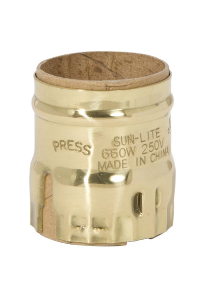 Polished and Lacquered Brass E-26 Electrolier Short Key-Less Socket Shell 