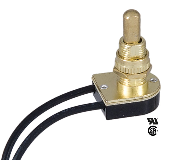 On-Off Push Canopy Switch with brass plated knob, 5/8"shank