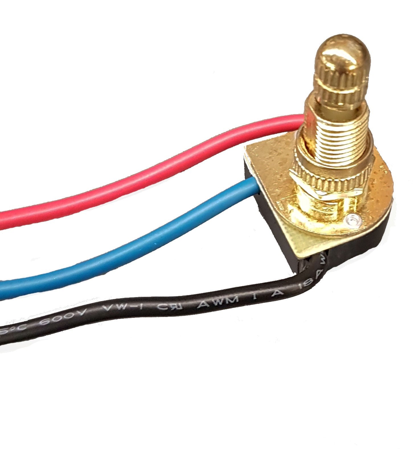 3-Way Brass Rotary Switch with Long Shank (40408) - Antique Lamp Supply ...