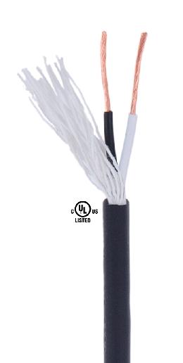 Black PVC Covered 2-wire Medium Duty Spooled Lamp Cord - Wire