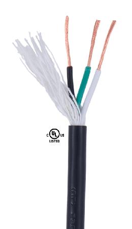 Black PVC 3-wire Medium Duty SVT Spooled Lamp Cord - Lamp Wire