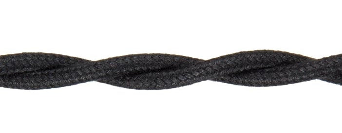 Black COTTON Twisted Pair Lamp Cord - Lamp Wire (46637) - Antique Lamp ...