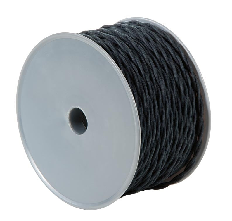 Black COTTON Twisted Pair Lamp Cord - Lamp Wire