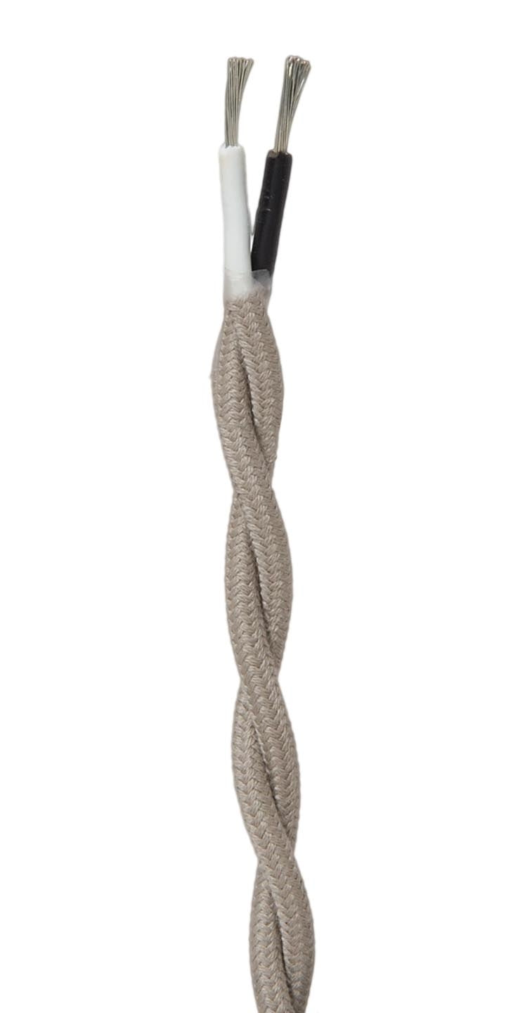 Clay Color 18 Gauge Cotton Covered Twisted Pair Lamp Cord, Choice of Length 