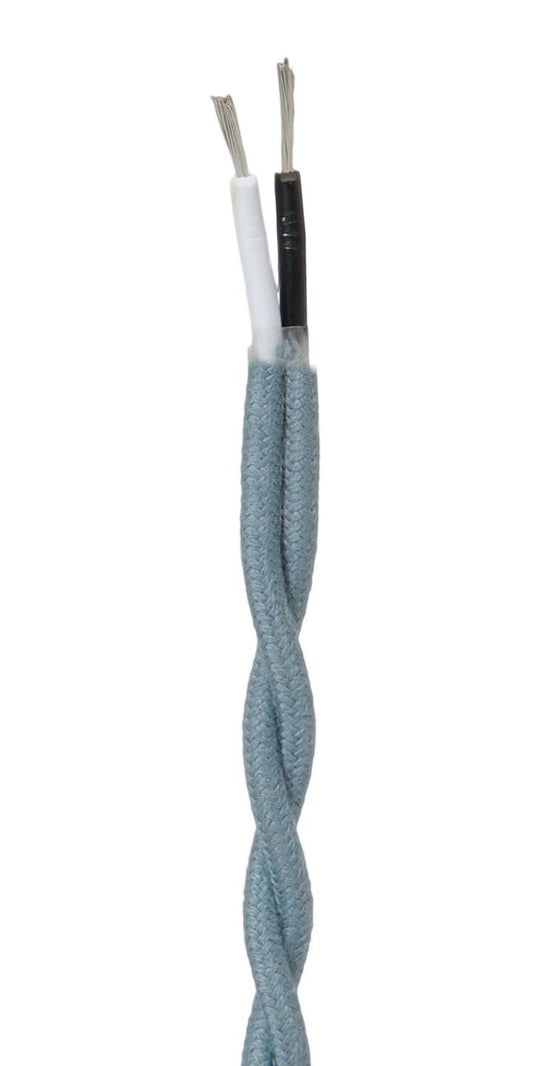 Slate Blue Colored 18 Gauge Cotton Covered Twisted Pair Lamp Cord, Sold Per Foot