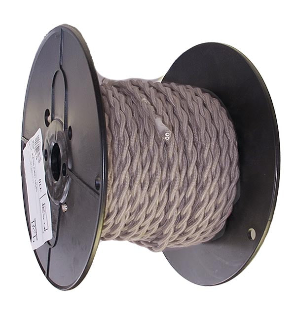 Steel Gray Colored 18 Gauge Cotton Covered Twisted Pair Lamp Cord, Choice of Length
