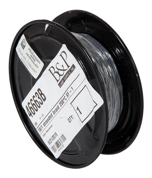 HIGH HEAT Black Color Stranded Braid Wire, Choice of SF and Voltage Rating, 250 Ft. Spool