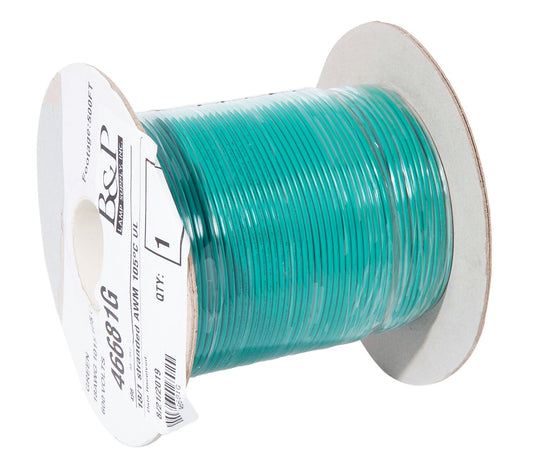 SINGLE WIRE Green Color Plastic Insulated 18/1 Stranded Wire Spool,  500 Ft