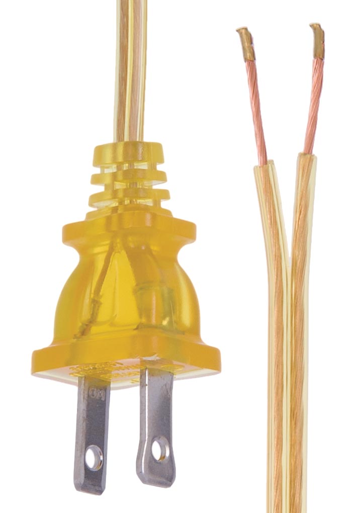 Clear Gold, 18/2 Plastic Covered Lamp Cord - Wire Sets, CHOICE OF 5 LENGTHS