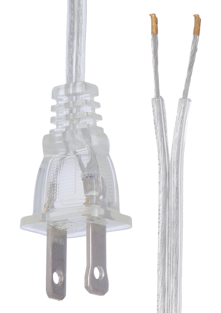 Clear Silver, 18/2 Plastic Covered Lamp Sets, CHOICE OF 4 LENGTHS