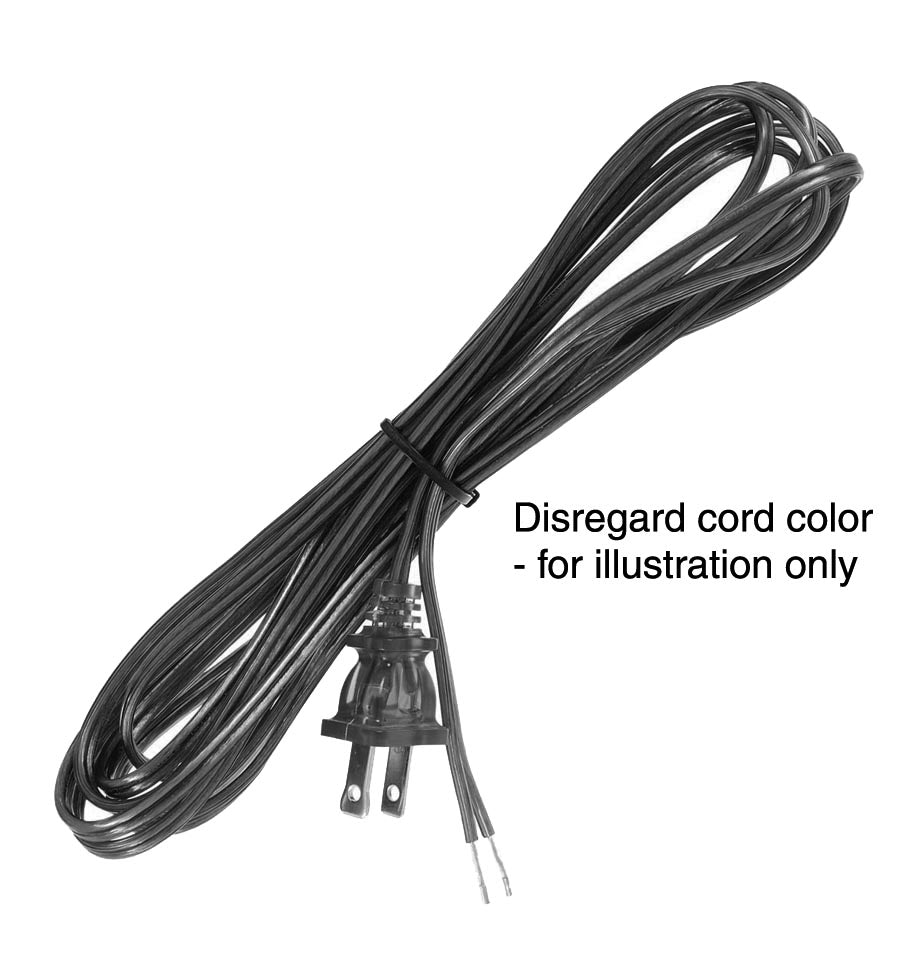 Black, 18/2 Plastic Covered Lamp Cord - Wire Sets, CHOICE OF 4 LENGTHS