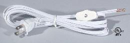 White 8 Ft. Lamp Cord Sets w/Rotary On-Off Switches, Choice of SPT