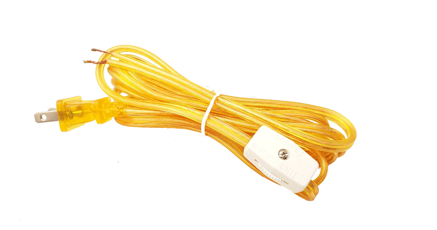 Clear Gold 8 Ft Cord Set w/Rotary On-Off Switch, Choice of SPT