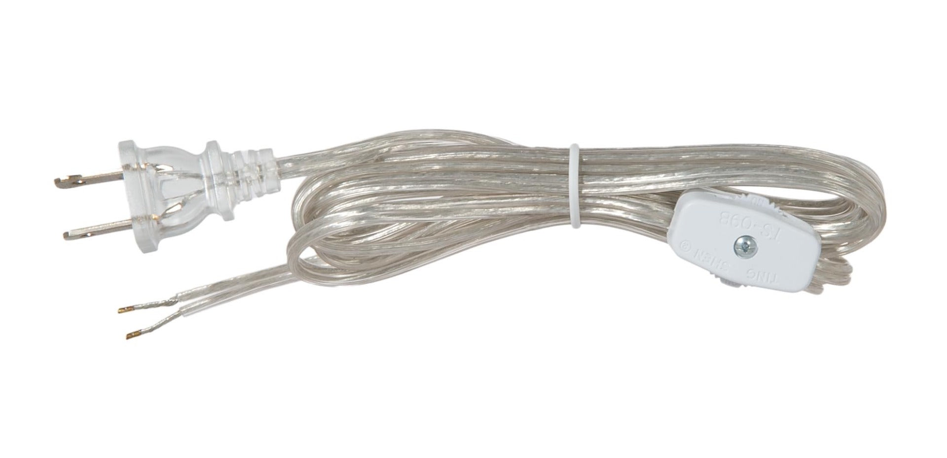 Clear Silver 8 Ft Cord Set w/Rotary On-Off Switch, Choice of SPT