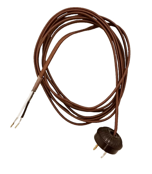 Rayon Lamp Cord - Wire Set with Antique Style Plug, CHOICE OF 2 COLORS AND 2 STYLES