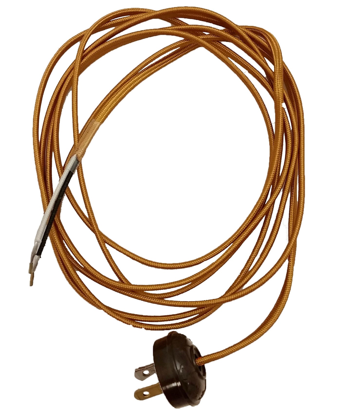 8' Flat 2-Wire Cloth Covered Cord & Plug, Vintage Light Lamp Rewire Kit,  Rayon