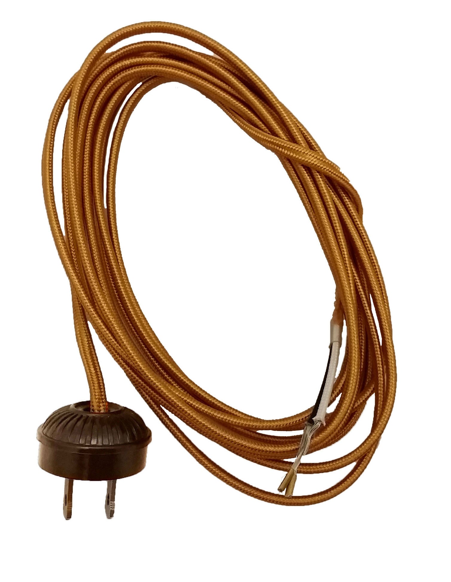 Rayon Lamp Cord - Wire Set with Antique Style Plug, CHOICE OF 2 COLORS AND 2 STYLES