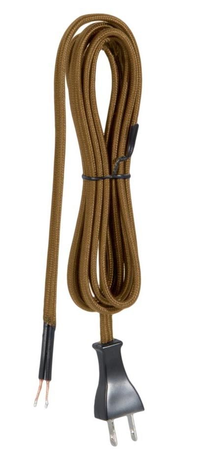 Mid-Century Style, Light Brown Rayon Lamp Cord Set - UL Listed, Choice of Length