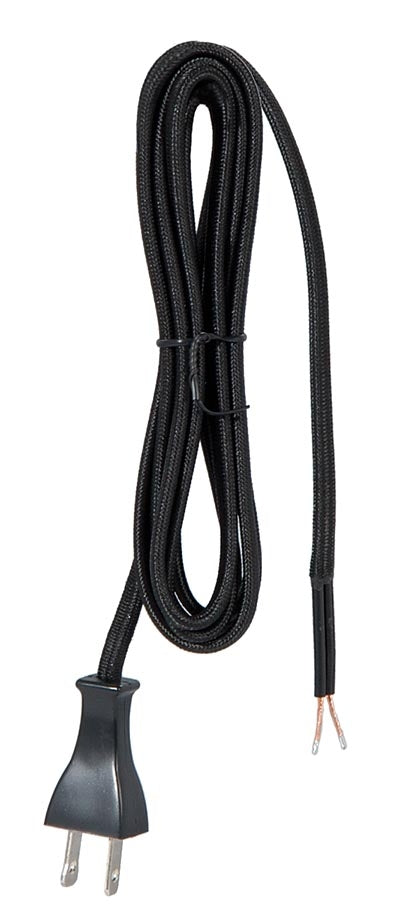 Mid-Century Style Black Rayon Lamp Cord Set - UL Listed, Choice of Length