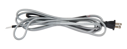10 Ft. Silver Rayon Parallel Lamp Cord Set, Molded Plug