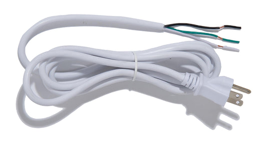 White 18/3 SVT Cord Set, 3 Prong Polarized Plug , Choice of Length
