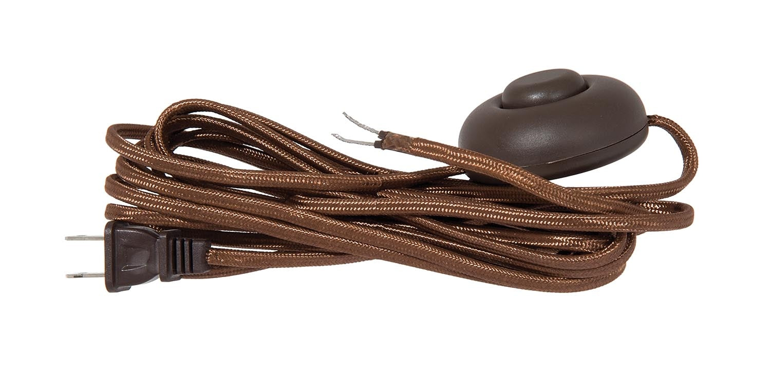 16 Ft. Brown Rayon Parallel Lamp Cord Set, Mounted Foot Switch - Choice of SPT