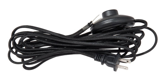 16 Ft. Black Rayon Parallel Lamp Cord Set, Mounted Foot Switch - Choice of SPT