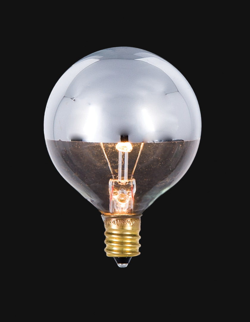 Bulb Top Mirrored Top Round 25 Watt Bulb (47156) - Antique Lamp Supply - Quality ...