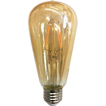 ST19 Antique Style Medium Base LED Light Bulb with Amber Glass, Squirrel Cage Filament