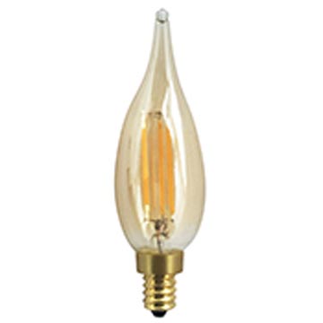 CA10 Antique Style Candelabra LED Light Bulb with Amber Glass, Squirrel Cage Filament