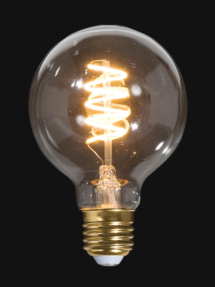 LED Vintage Style Light Bulb, G25, Medium Size (E26) Spiral Filament