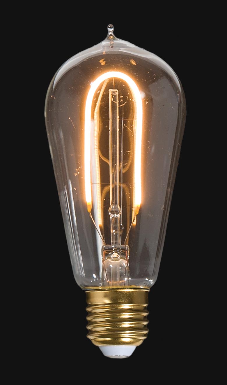 LED Vintage Style Light Bulb, ST18, Medium Size (E26) Hairpin Filament