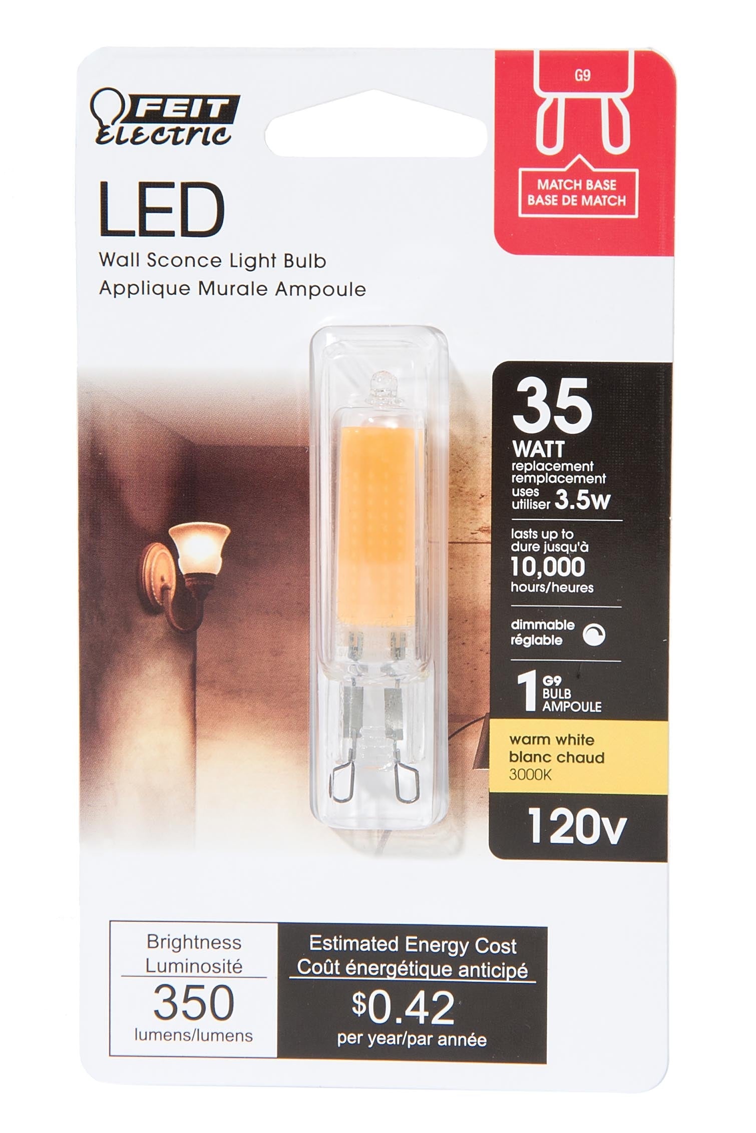 G9 Base T4 LED Light Bulb, 3.5 Watts