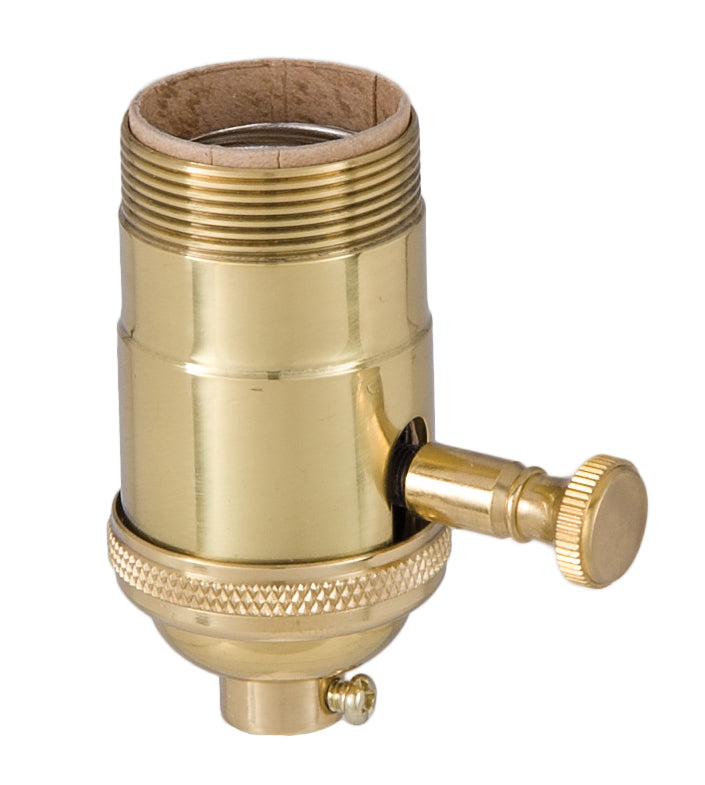 Full Dimmer, Turned Brass Premium Light Socket w/UNO Thread, Brass Polished & Lacquered