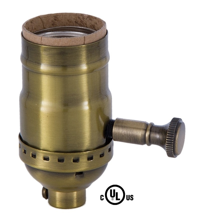 Med. Base Full Range DIMMER Socket, Solid brass shell with antique brass finish
