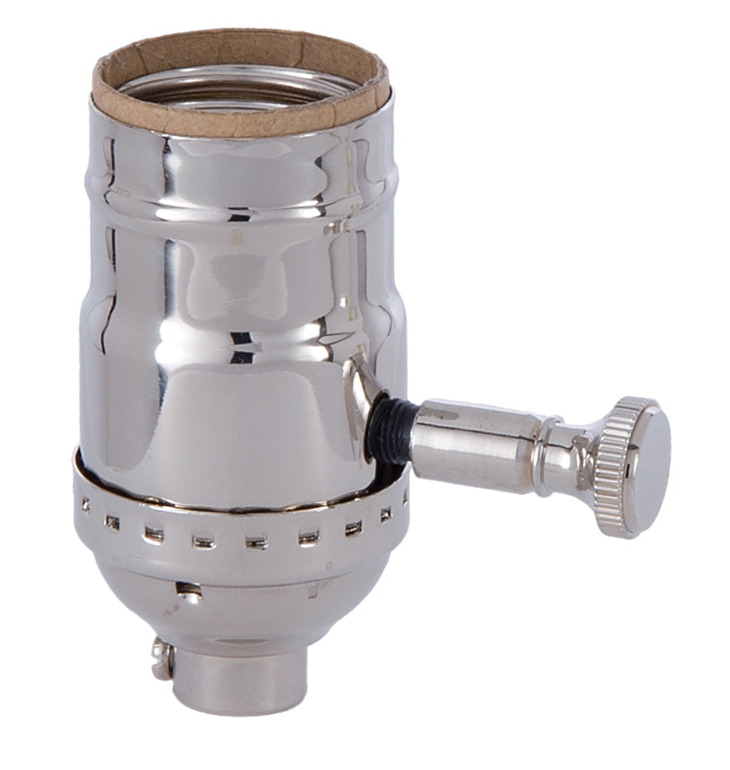 Edison Size Full Dimmer Stamped Socket In Nickel Finish