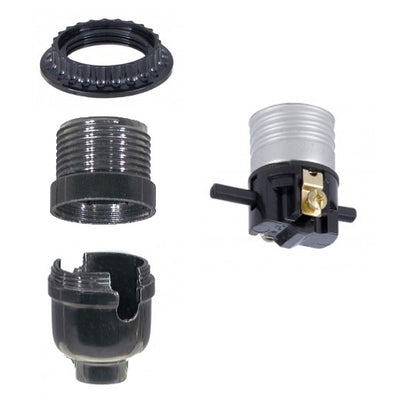 Medium Base, On-Off Push-Thru, Phenolic Socket, with Threaded Shell and Ring