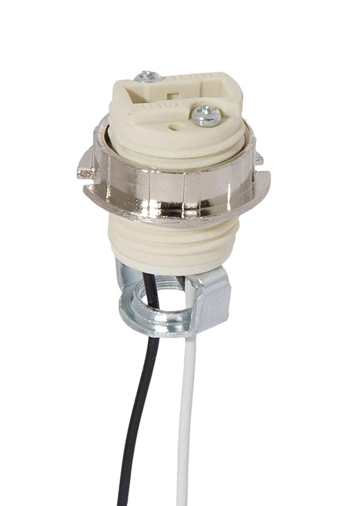 G9 External Threaded Porcelain Socket with Threaded Ring, 3/4