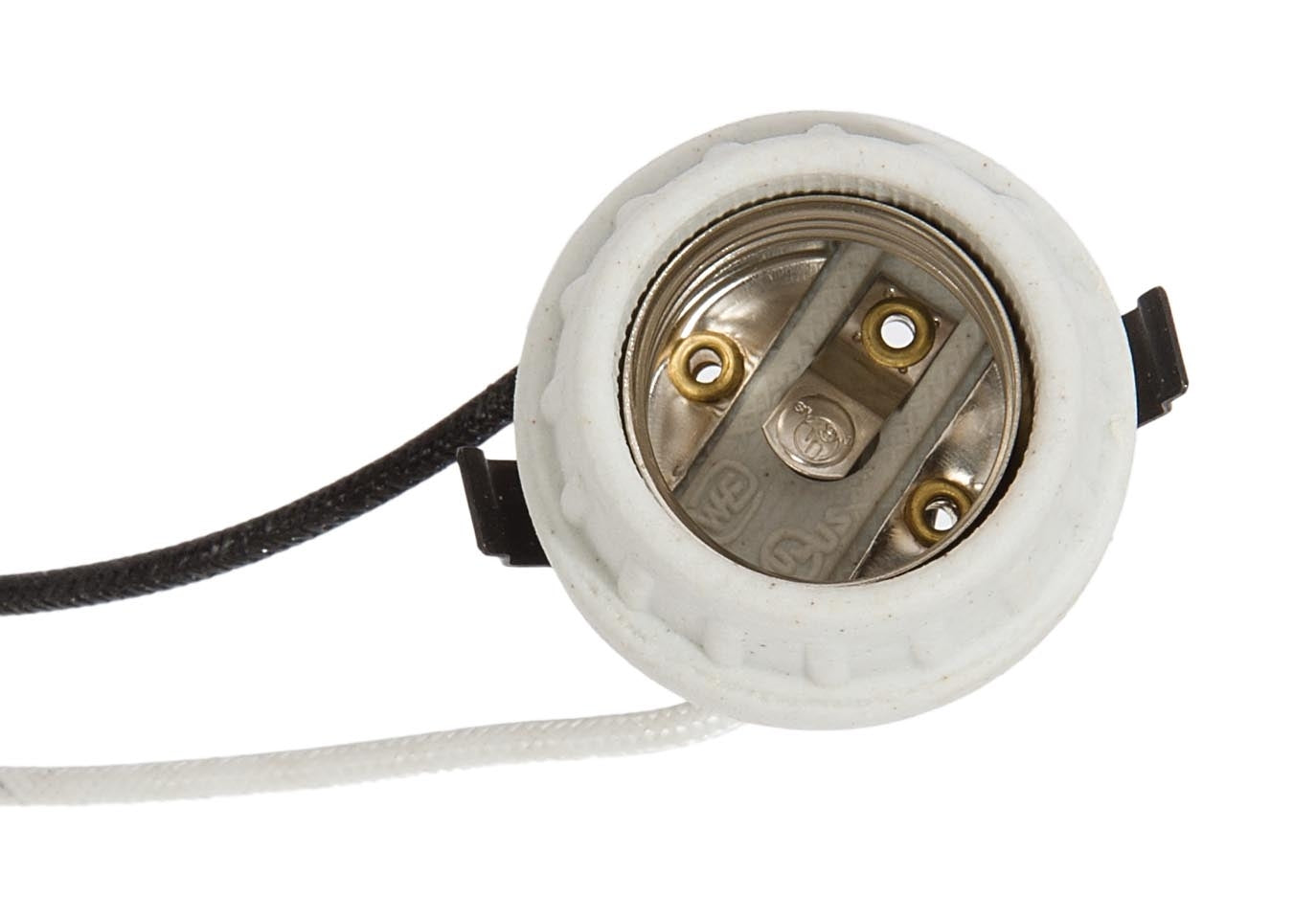 E-26 Base Keyless Unglazed Porcelain Snap-In Socket with Wire Leads