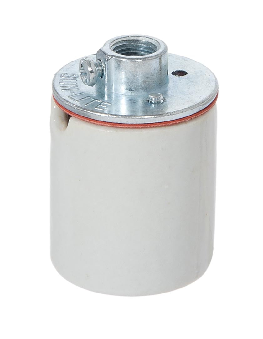 Screw Shell Base Keyless Glazed Porcelain E-26 Scoket, 2 Wire Ways, 1/8 IP Metal Cap ...