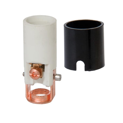 1-3/4 Inch Tall Candelabra Base Waterproof Short Keyless Porcelain Socket with Phenolic Cover