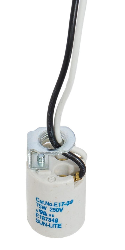 E-17 Base Keyless Unglazed Porcelain Socket with Wire Leads