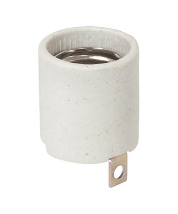 Medium E26 Size Unglazed Porcelain Keyless Lamp Socket, 8-32F Side Mount Bracket