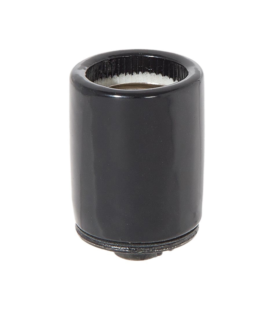 Keyless Glazed Black Porcelain E-26 Socket, Choice of Metal Cap Size