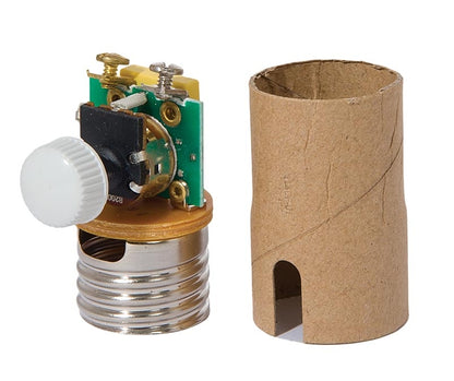 Full Range Dimmer Socket, Interior with Ivory Knob & Paper Lining 