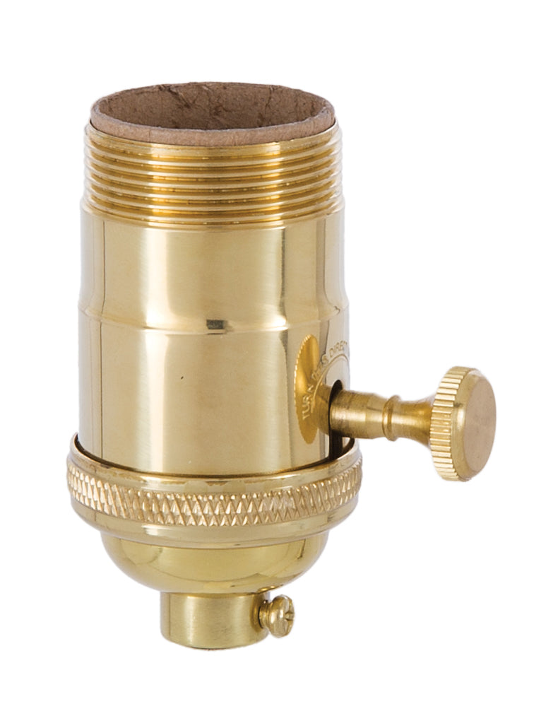 3-Way, Turned Brass Lamp Socket w/Special Polished-No Lacquer Finish, UNO Thread
